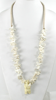 Stacked Animals necklace of bone with faux squaw wrap 30 inches long