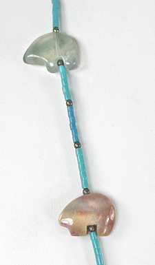 seven bears and two buffalo necklace with turquoise heishi 25 inches long
