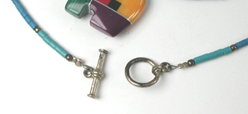 seven bears and two buffalo necklace with turquoise heishi 25 inches long