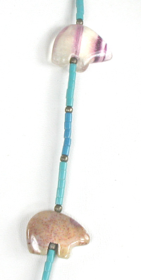 seven bears and two buffalo necklace with turquoise heishi 25 inches long