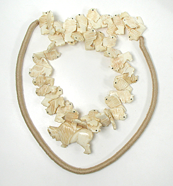Stacked Bison necklace of bone with faux squaw wrap 30 inches long