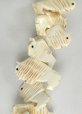 Stacked Bison necklace of bone with faux squaw wrap 30 inches long