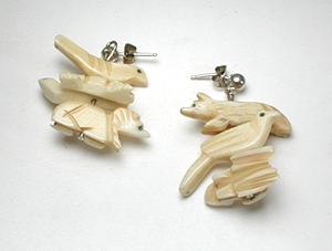 Stacked bone animals necklace 32 inches long with matching earrings