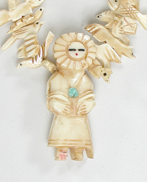 Stacked bone animals necklace 32 inches long with matching earrings