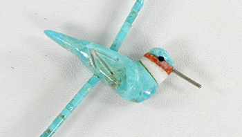blue block turquoise 23 inch Heishi hummingbird Necklace by Anglo artisans Matt and Stephanie Mitchell