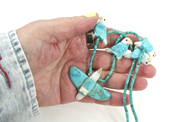23 inch turquoise heishi Eagles necklace by artisans Matt and Stephanie Mitchell