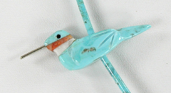 blue block turquoise 24 inch Heishi hummingbird Necklace by Anglo artisans Matt and Stephanie Mitchell