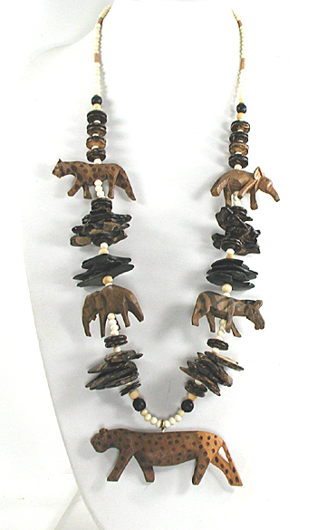 wooden animal necklace 33 inches long