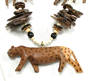 wooden animal necklace 33 inches long
