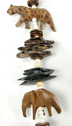 wooden animal necklace 33 inches long