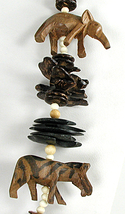 wooden animal necklace 33 inches long