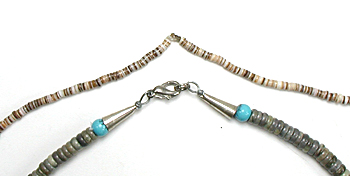 lot of two bear necklaces with jet bear and turquoise bear, excellent condition
