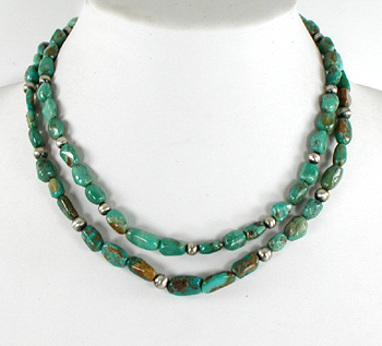choice of two turquoise necklaces 16 1/2 inches and 17 1/2 inches long
