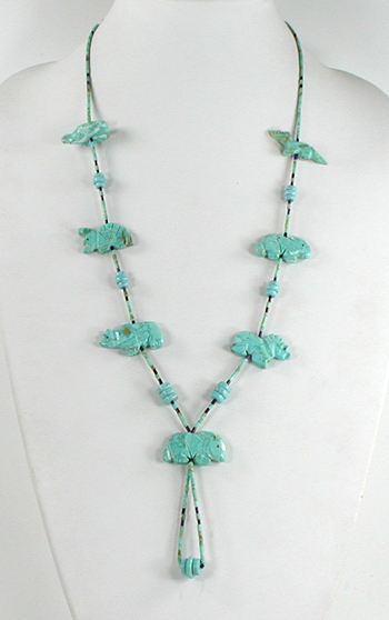 turquoise animal necklace 27 inches long