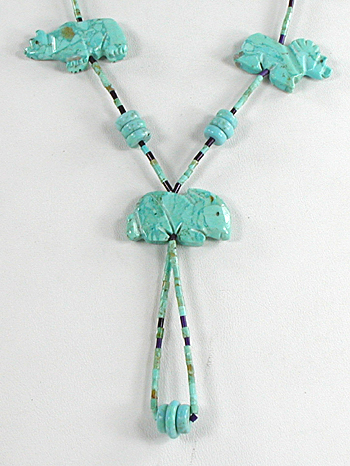 turquoise animal necklace 27 inches long