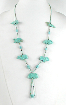 turquoise and heishi animal necklace 27 inches long