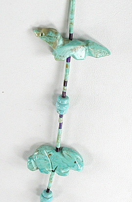turquoise animal necklace 27 inches long
