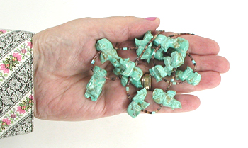 turquoise and heishi Bear Necklace 28 inches long