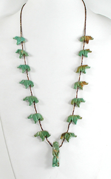 turquoise and heishi Bear Necklace 30 inches long