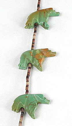 turquoise and heishi Bear Necklace 30 inches long
