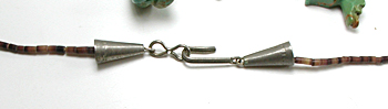 turquoise and heishi Bear Necklace 30 inches long