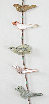 mixed stone animals and heishi necklace 29 inches long