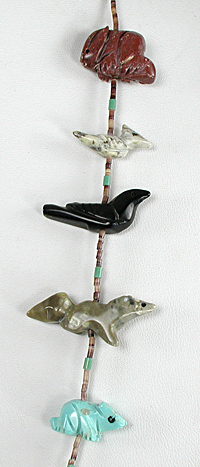 mixed stone animals and heishi necklace 29 inches long