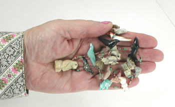 mixed stone animals and heishi necklace 29 inches long