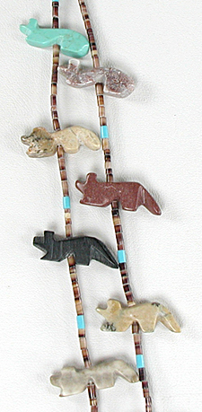 two strand mixed stone animals and heishi necklace 29 inches long