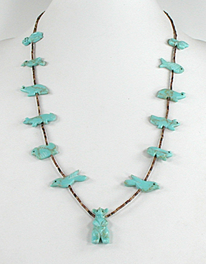 turquoise animal necklace 25 inches long