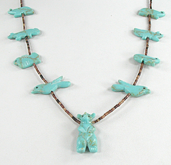 turquoise animal necklace 25 inches long