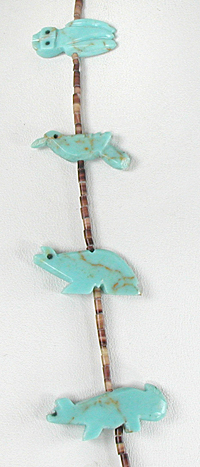 turquoise animal necklace 25 inches long