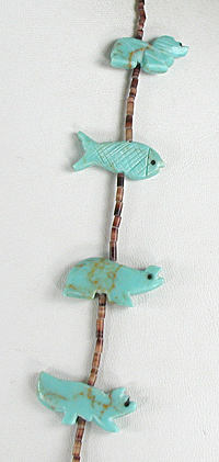 turquoise animal necklace 25 inches long