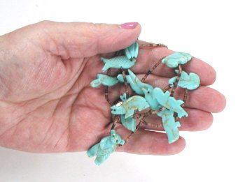 turquoise animal necklace 25 inches long