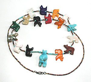turquoise and heishi Bear Necklace 28 inches long