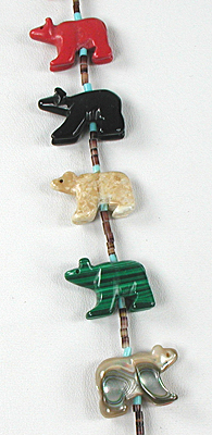 turquoise and heishi Bear Necklace 28 inches long