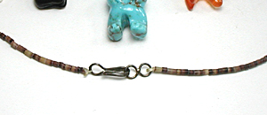 turquoise and heishi Bear Necklace 28 inches long