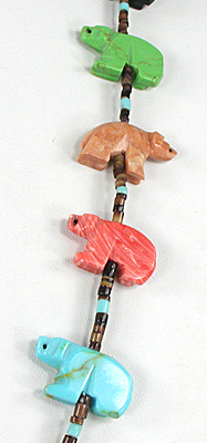 colorful bears and heishi Necklace 30 inches long