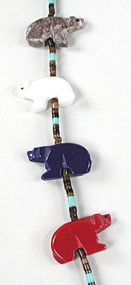 colorful bears and heishi Necklace 30 inches long