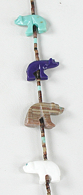 colorful bears and heishi Necklace 30 1/2  inches long