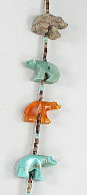 colorful bears and heishi Necklace 30 1/2  inches long