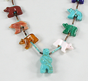 turquoise and heishi Bear Necklace 28 inches long