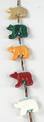 turquoise and heishi Bear Necklace 28 inches long