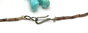 turquoise and heishi Bear Necklace 28 inches long
