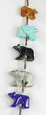 turquoise and heishi Bear Necklace 28 inches long