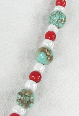 bear pendant on colorful bead necklace 22 inches long