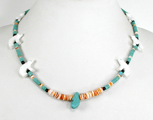 white bears and heishi necklace 18 inches long