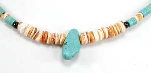 white bears and heishi necklace 18 inches long