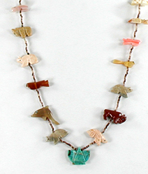 mixed stone animals and heishi necklace 28 1/2 inches long
