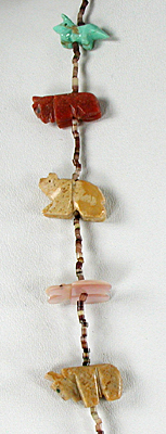 mixed stone animals and heishi necklace 28 1/2 inches long